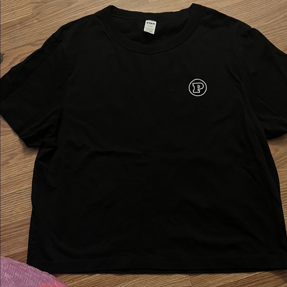 PINK Victoria's Secret Black Tee with P Logo